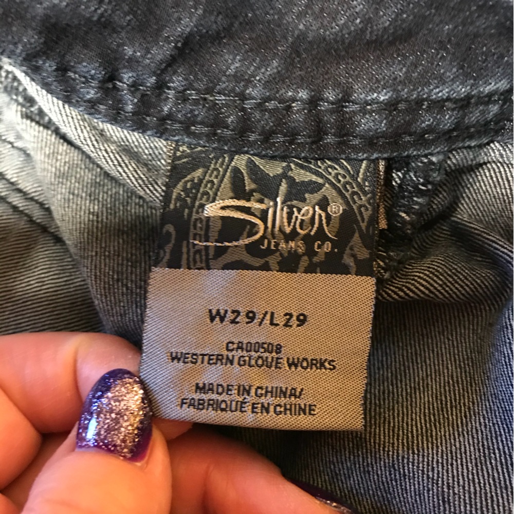Silver Suki jeggings dark blue jeans hem wear Size 29/29 - Picture 3 of 8